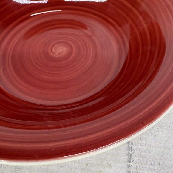 Dover & York RINGS SWIRL Circles Rust Red Stoneware Cereal Soup Bowls Set of 4 - Picture 14 of 16